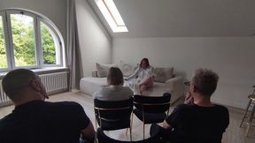 Swingers Party. Four People Masturbate In A First-come, First-served Competition