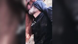 Wild outdoor sex with a hung daddy and his lucky boy
