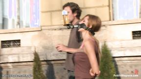 ”Big Breasted blond Romanian babe public banged”