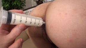 Hairy girl gets fucked on both holes to a massive cumshot