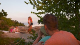 Friends on a Hike Excel to Fuck Each Other in Group Sex