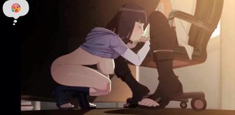 Cute 2D Babe Sucking The Bosses Cock Under His Desk