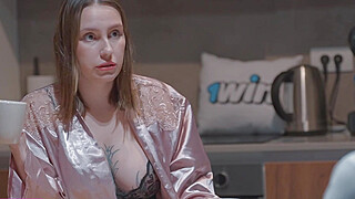 Sitter Step Son Touches Step Mom's Tits In Shared Bed And She Fucks Him Cowgirl The Next Day