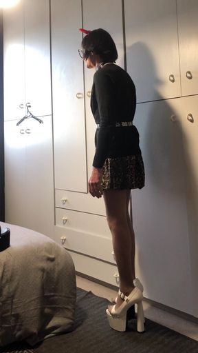 Sissy Andreina Practices Walking in Very High Heels