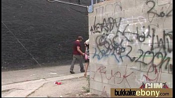 Ebony in a huge bukkake 13