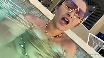Solo Dani Daniels plays with her pool toy