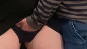 Horny Perv Fingering Girl Under Dress in Public