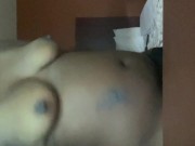 Bored Teenage ebony girl with locs strips naked preparing to masturbate