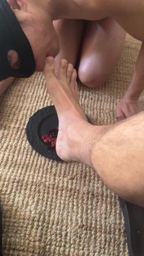 Slave eats his breakfast off My feet