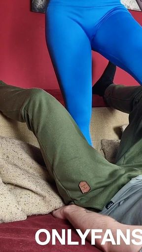 Ballbusting and Cock Trampling in Cute Socks and Leggings, Femdom Jozi Trample