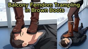 Dirty Combat Boots Trample Face Crush in the Balcony