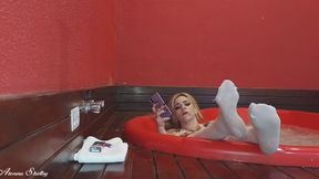 Large, wet feet ignoring white socks - bbw feet - Goddess foot - Atenna Shelby - Part 01