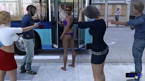An exhibitionist girl undressed in public. Hentai Game: Kink Maker