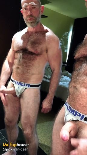 Hairy Man Mirror Jerk