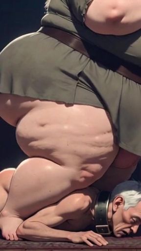 Massive SSBBW Dominatrix Crushing Skinny Slave with Her Weight - Humiliation