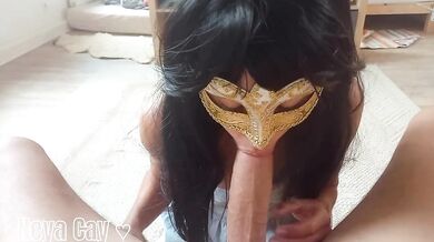 Stunning foreskin play POV of tanned latina milf deepthroating a big cock