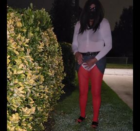 Cd outdoors, pantyhose, leotard. Get wet fucking bushes and Cummings.