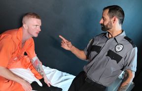 Horny cop as fucks inmate and comes on his erect penis