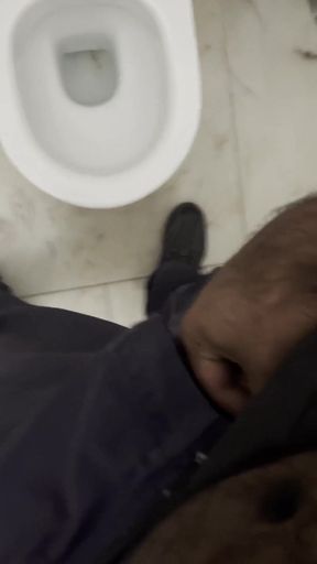 Security Guard on the Shopping Bathroom Pissing and Looking for Fun