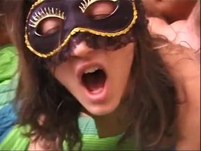 Stunning italian whore in mask slammed by a swinger