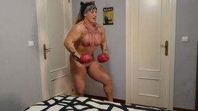 Horny video call boxing with a fan