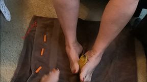 Scarlett Kage and female partner in Foot Food Fight -Go Pro- foot worship, sensual foot play, girl on girl, food, food smashing, crushing, toes MOV