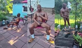 Airbnb jerk off nut while black cock oozes public