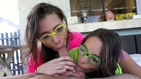 Drool over intense cock sucking by lewd Anya Olsen & Kimmy Granger?