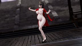 Hanying/Shuangpamish Anime/2D Chinese style red dress pregnant belly naked dance (3D