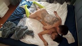 Fucking a tattooed ruffian in football socks