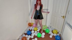 Princess Diss Popping balloons with long nails, ass, thighs and bare feet