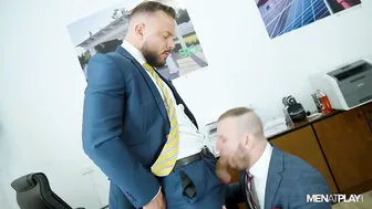 Sir Peter and Riddick have bareback anal sex in office after hours