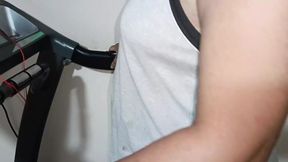 I m horny and naked during my gym session. Bumping my tits and ass. Real homemade video