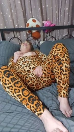 Chubby milf kitty teases and rubs fat pussy through catsuit