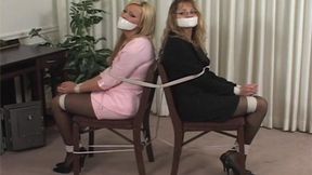 Office Workers Tied Back to Back and Tape Gagged!