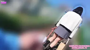 Flight Attendant Girlfriend gets a surprise vibrator play on her date.