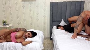 Husband&#x53CC;&#x91CD;Dirties with Wife & Stepdaughters in Taboo Family Fling