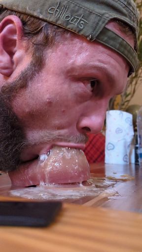 Very Sloppy Furry Dildo Deepthroat