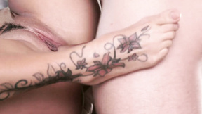 ”Passionate brunette banged hard gets cum on her hot feet”