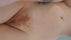 Playing with my wet hairy ginger pussy plus buttplug