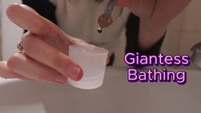 Giantess Stepsister humiliates Tiny stepbrother by telling him that he should bathe her because he is too small, so giantess stepsister bathes smelly tiny stepbrother, bathes him thoroughly, then rubs him and wipes him dry