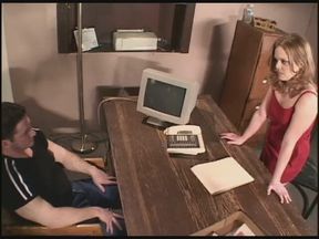 Hot blonde MILF went to the college office and gets fucked on the desk