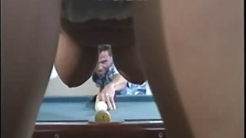 Sexy lady is getting her leaking pussy licked well by a horny guy on the snooker table
