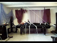 Horny slave girl getting tied up