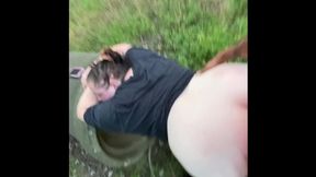 Step sister gets creampie in the forest