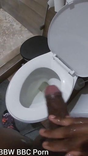 Stroking My BBC Peeing in the Toilet POV