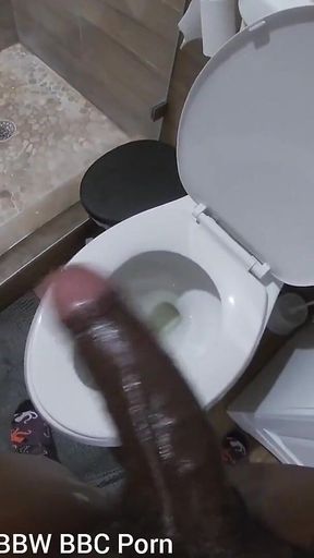Stroking My BBC Peeing in the Toilet POV