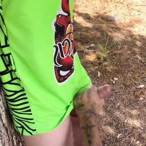 Two Sexy Athletic Guys Have Oral Sex in a Park Public Place