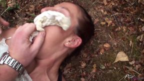 Horny busty girlfriend wants to try hardcore outdoor fuck
