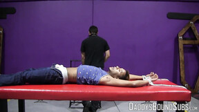 Handsome RT cries out in pain from the flogger in his bare flesh